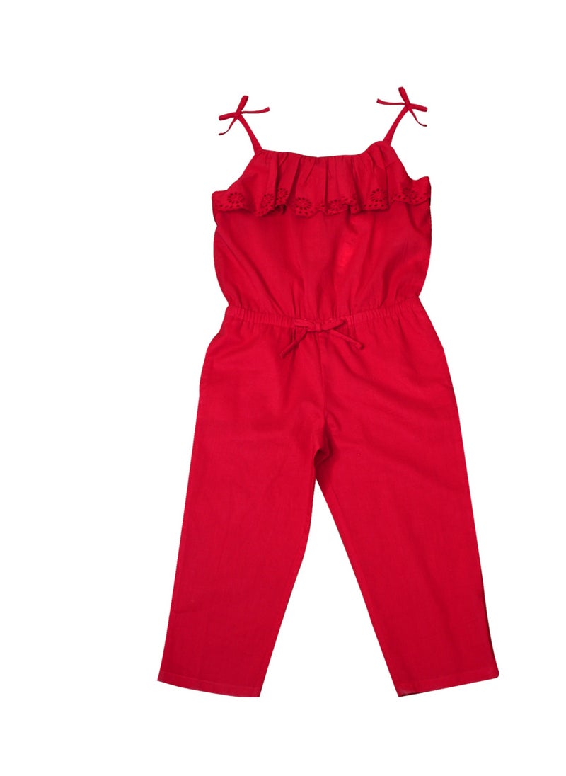 رالف لورين - Polo Ralph Lauren أفرول قطني أحمر للفتيات الصغيرات من رالف لورين - Image 1