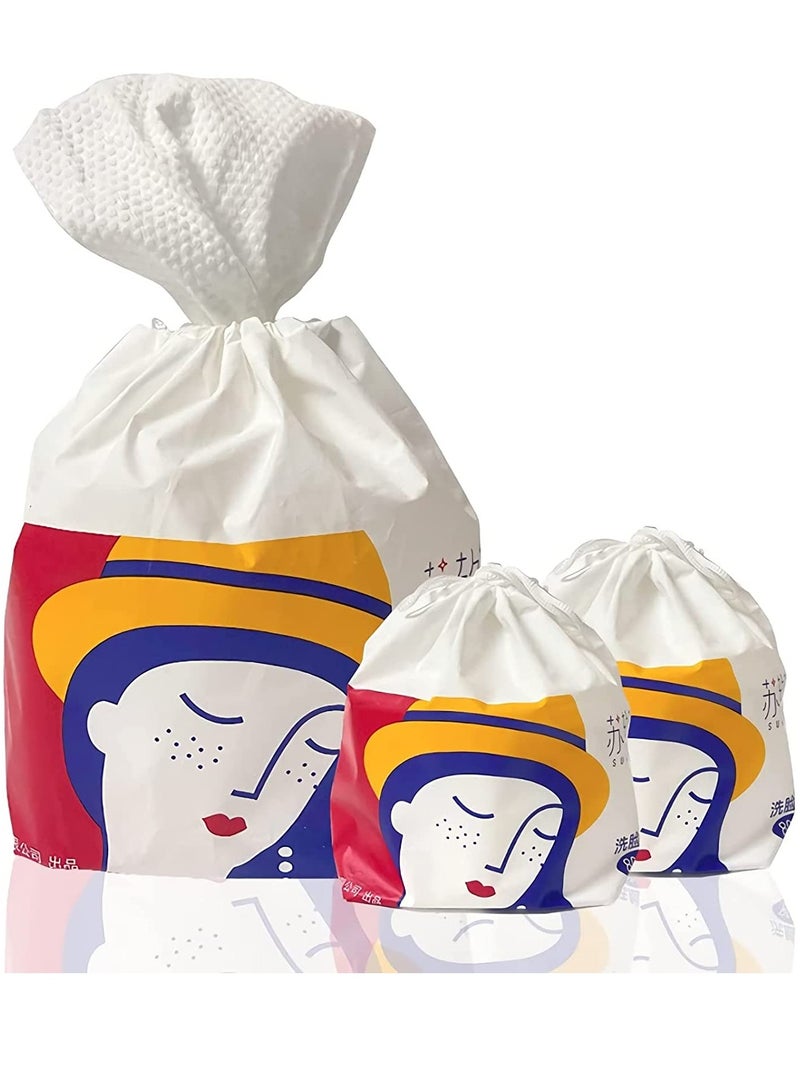 سيوسي Disposable Face Towel, Soft Dry Wipe, Cotton Face Tissues, Biodegradable Facial Tissue, Lint Free Facial Cleansing Towels, 80 Count Extra Thick Dry and Wet Use for Sensitive Skin - Image 1