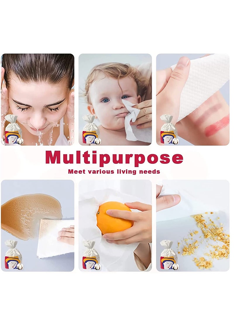 سيوسي Disposable Face Towel, Soft Dry Wipe, Cotton Face Tissues, Biodegradable Facial Tissue, Lint Free Facial Cleansing Towels, 80 Count Extra Thick Dry and Wet Use for Sensitive Skin - Image 3