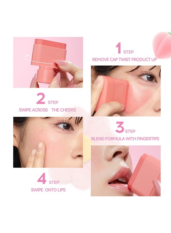 MOOYAM Blush Dewy Cheek & Lip Multi Balm - Fruit Flavor Makeup, Face Brightening Lasting Colo, Blusher Stick Natural Glow Silly Blusher Light And Soft Feeling The Apply On Your Face 04#Orange - Image 5