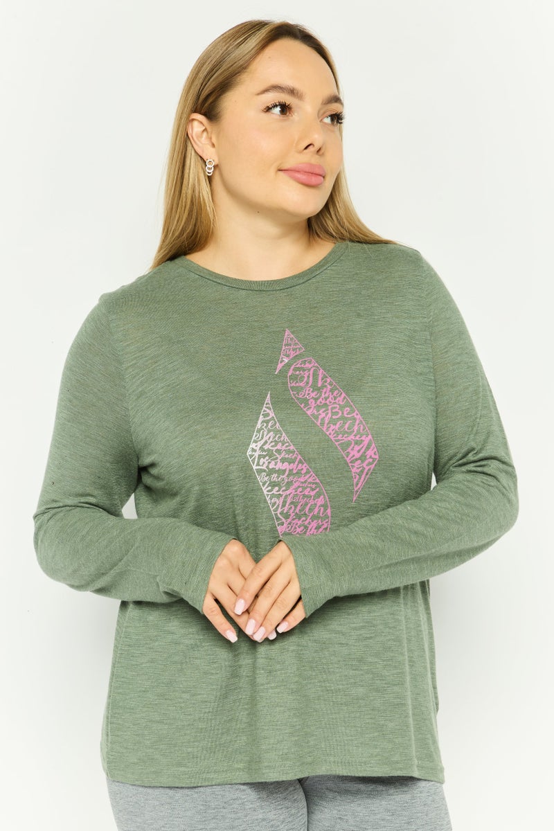 SKECHERS Women Sportswear Fit Long Sleeve Outdoor Top, Green - Image 1
