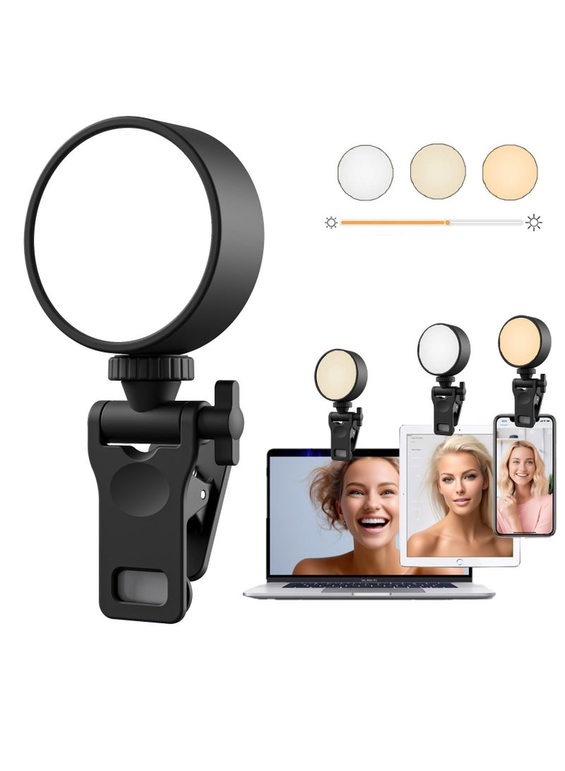 Rechargeable 54 LED Ring Light with Clip for Selfies and Videos, 3 Adjustable Light Modes for Makeup, TikTok, Vlogs, and Video Calls  - Image 1
