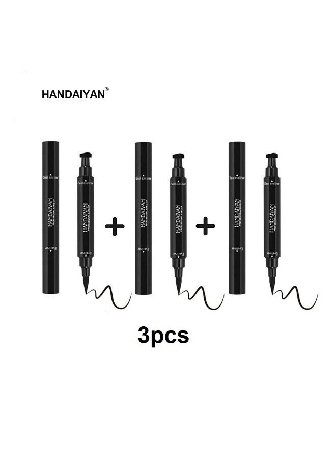 هاندايان 3 حبات من قلم  تحديد العيون مزدوج الأطراف بغطاء إغلاق أسود - Image 1