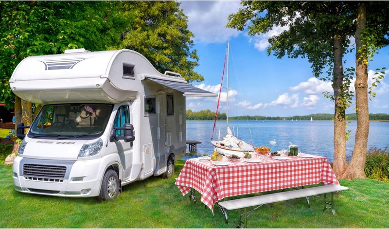 Exquisite Picnic Table Cover - 6 Pack Premium Rectangle Plastic Tablecloth - Red & White Checkered BBQ Plastic Table Cover - Gingham Checkerboard Disposable Plastic Tablecloth 54" x 108" Rectangle - Image 5
