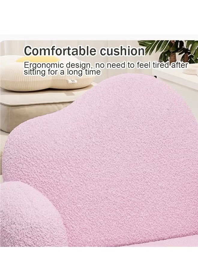 Raffine Modern Minimalist Design Single Sofa Comfy Fluffy Vanity Chair Elegant Makeup Desk Chair Ergonomic Backrest Dinning Chair with Armrests for Bedroom Living Room 45x47x81 cm - Image 4