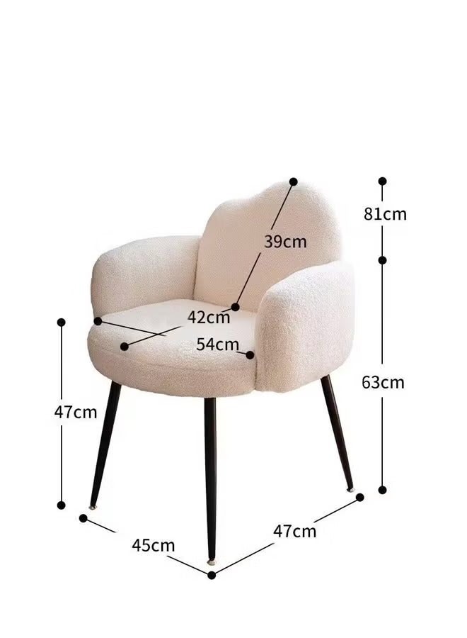 Raffine Modern Minimalist Design Single Sofa Comfy Fluffy Vanity Chair Elegant Makeup Desk Chair Ergonomic Backrest Dinning Chair with Armrests for Bedroom Living Room 45x47x81 cm - Image 5
