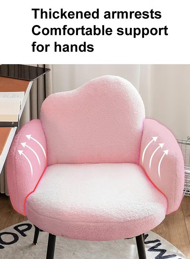 Raffine Modern Minimalist Design Single Sofa Comfy Fluffy Vanity Chair Elegant Makeup Desk Chair Ergonomic Backrest Dinning Chair with Armrests for Bedroom Living Room 45x47x81 cm - Image 3