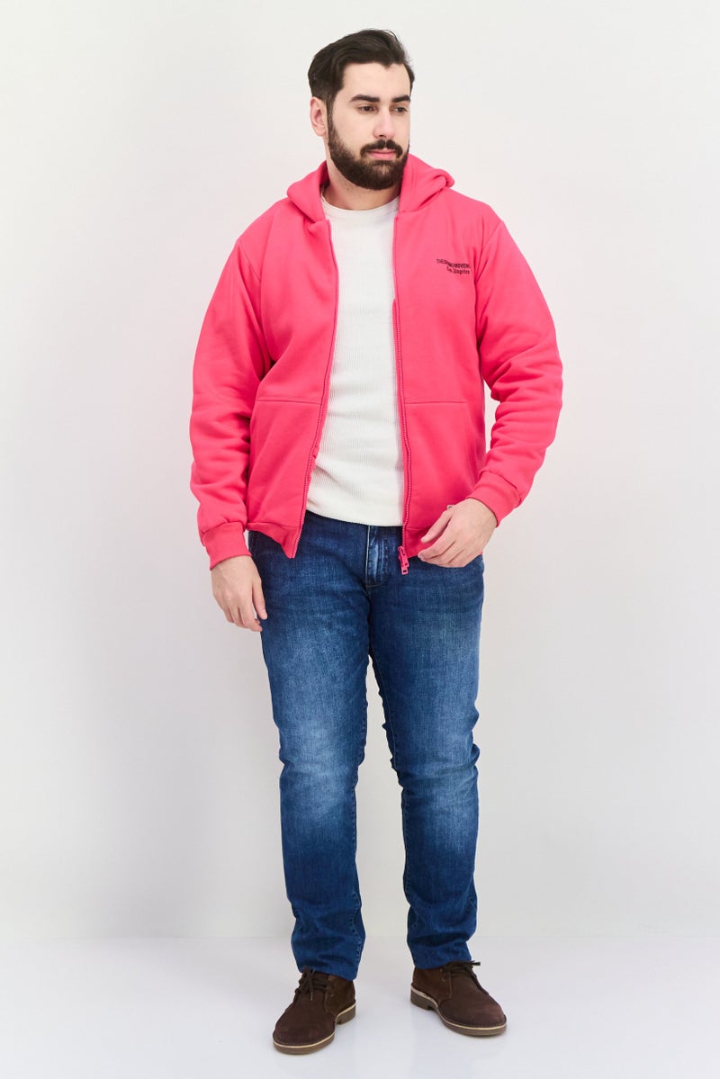 The Giving Movement Men Hooded Long Sleeves Brand Logo Full Zip Sweatshirt, Pink - Image 4