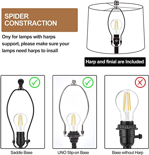 Luvkczc Black Bedside Lamp Shades Set of 2 Replacement, Fabric Medium Lampshades 13" Top x 11" Bottom x 10" High, Drum Shades, Harp Holder Included - Image 3