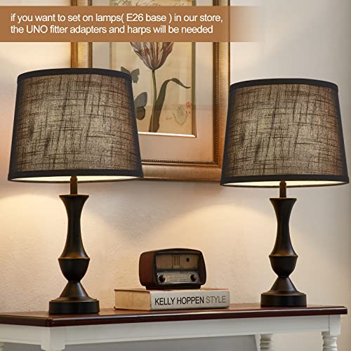 Luvkczc Black Bedside Lamp Shades Set of 2 Replacement, Fabric Medium Lampshades 13" Top x 11" Bottom x 10" High, Drum Shades, Harp Holder Included - Image 4