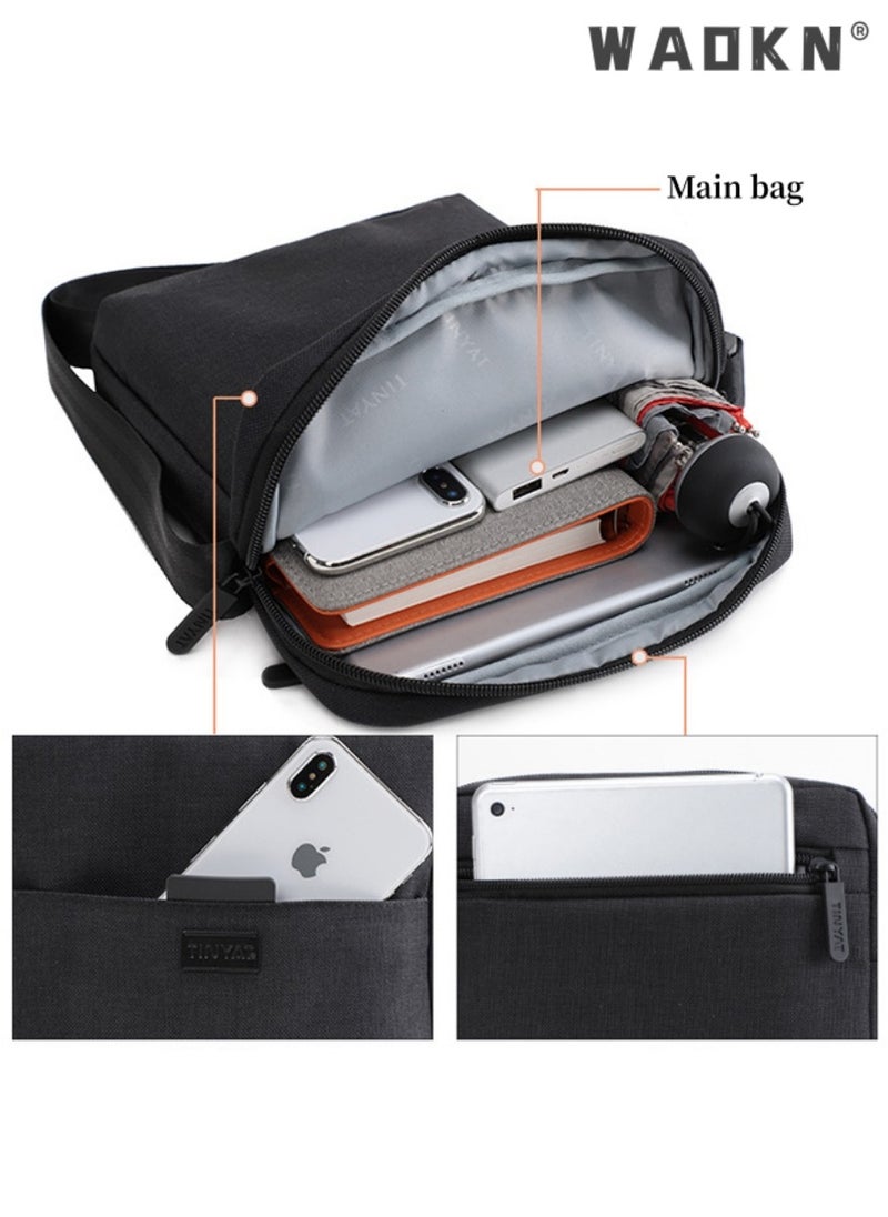 WAOKN Men High Quality boys Crossbody Bag Minimalist Wear-Resistant Oxford Crossbody/Shoulder Bag,Satchel Bag Business Casual Men's Shoulder Bag,Teens' Casual Bag for Outdoor Sports, Travel,Daily Outing  - Image 2