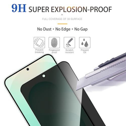 Lokyoo 2 Pack Privacy Screen Protector for Samsung Galaxy S25 Plus/Galaxy S25+ [Anti-Spy Tempered Glass][Fingerprint Unlock Support], Anti-Scratch, Bubble-Free, Easy Install 9H Protective Glass - Image 5