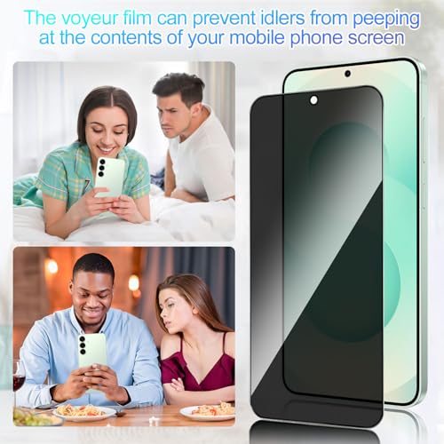 Lokyoo 2 Pack Privacy Screen Protector for Samsung Galaxy S25 Plus/Galaxy S25+ [Anti-Spy Tempered Glass][Fingerprint Unlock Support], Anti-Scratch, Bubble-Free, Easy Install 9H Protective Glass - Image 3