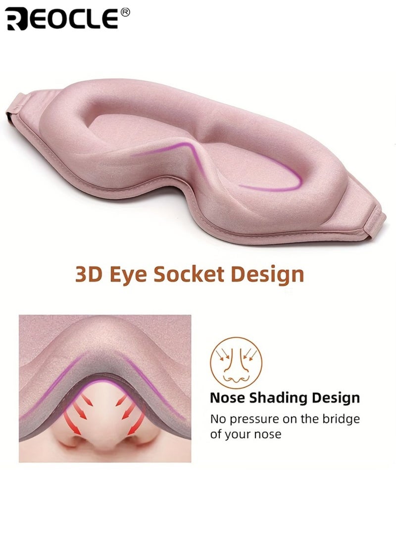 REOCLE Unisex 6D Contoured Sleep Mask Soft Light Blocking Eye Cover with Adjustable Strap Suitable for Napping Travel Night Shift Yoga Meditation Solid Color Sponge Eye Mask Single Pack Comfortable to Wear Breathable for Men for Women for Adults - Image 5
