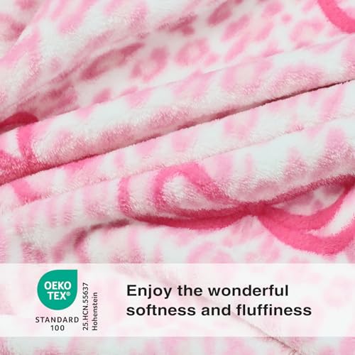 VigorSpring Pink Leopard Bow Blanket - 50x60 Inch,Valentines Day Throw Blanket, Super Soft Warm for Bed Sofa Couch, Coquette Aesthetic Home Decor, Ideal Gift for Girls Women - Image 4