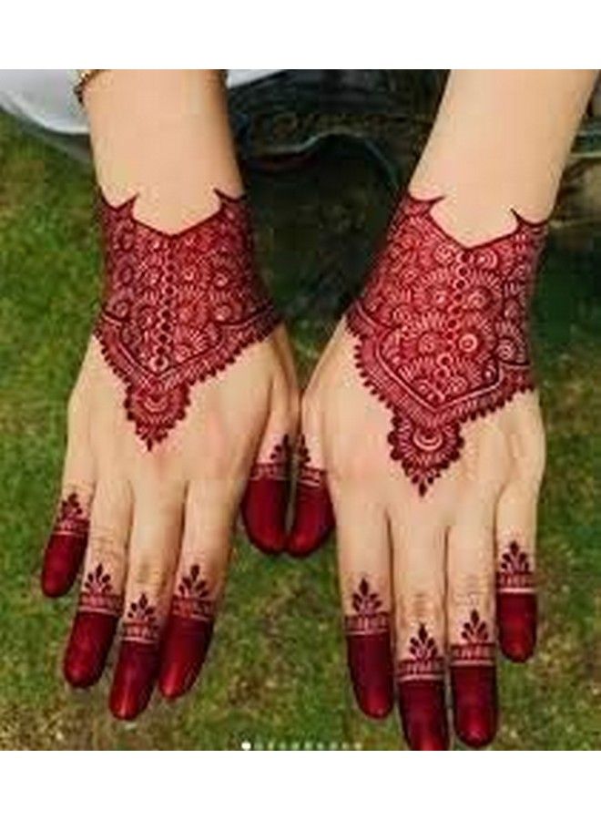 Amina Henna Instant Tatto Outline Mehendi/No Chemicals Dyes Color Paste Cone (Red48 Piece) - Image 5