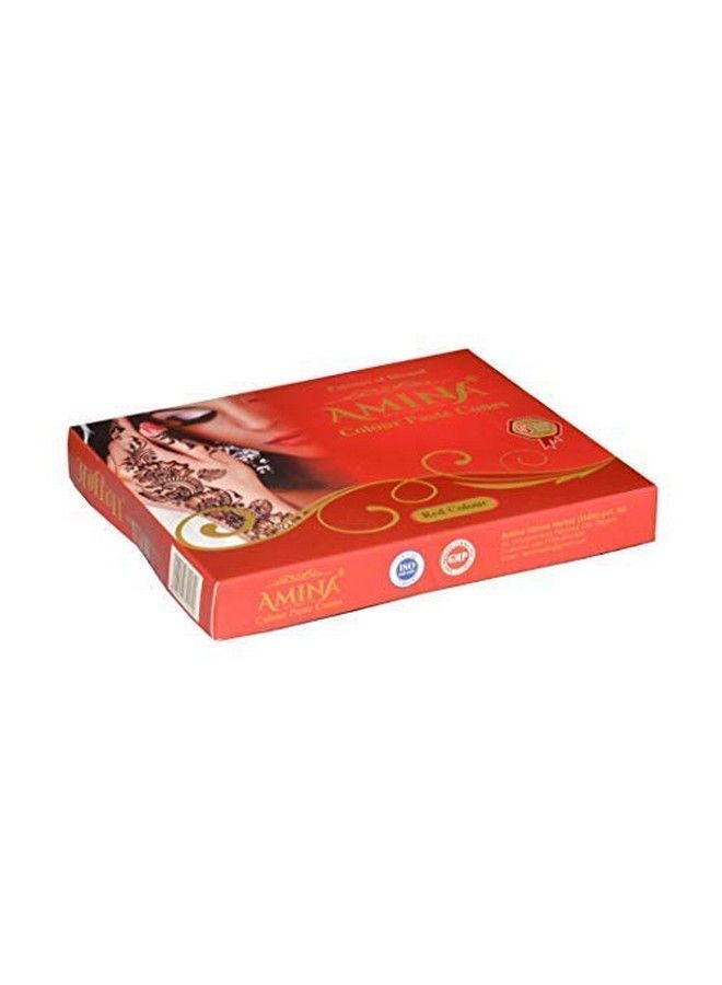 Amina Henna Instant Tatto Outline Mehendi/No Chemicals Dyes Color Paste Cone (Red48 Piece) - Image 3