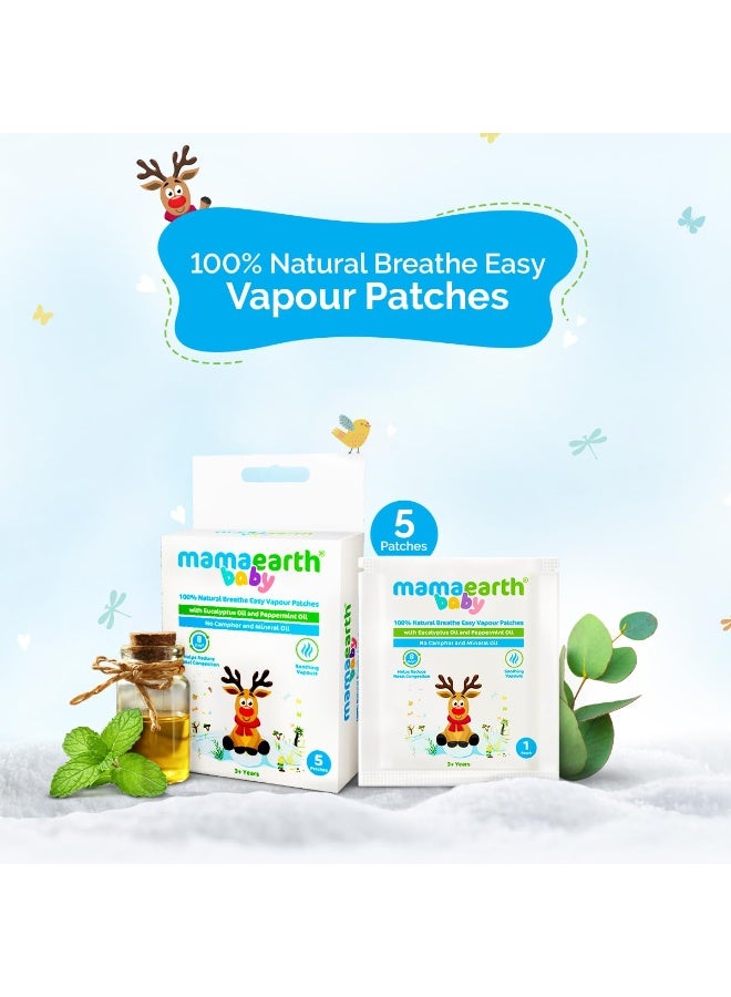 Mamaearth Baby 100% Natural Breathe Easy Vapour Patches with Eucalyptus Oil & Peppermint Oil - 5 pcs 100% Natural Ingredients | Free from Camphor & Mineral Oil | Up to 8 Hrs Relief from Nasal Congestion - Image 2