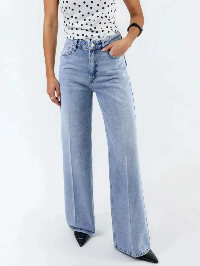 هيكاب Wide Leg Raw Denim Jeans