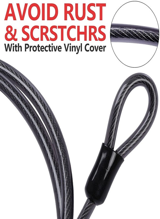 DELSWIN Security Steel Cable with Loops - 6ft, 15ft Heavy Duty Bike Steel Cables 3/8 inch Thick Vinyl Coated Braided Lock Cable for Bicycle, Generator, Kayak, Patio Furniture - Image 3