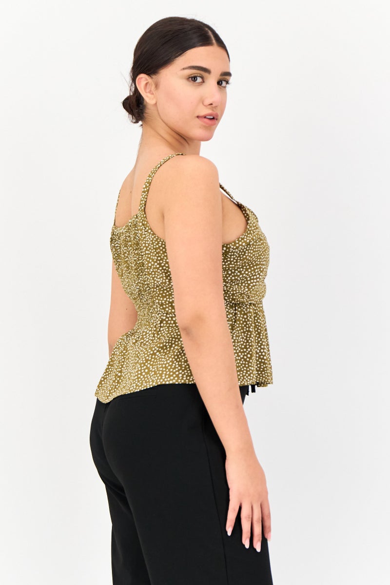 ONLY Women V-Neck Sleeveless Polka Dots Tank Top, Multicolor - Image 2