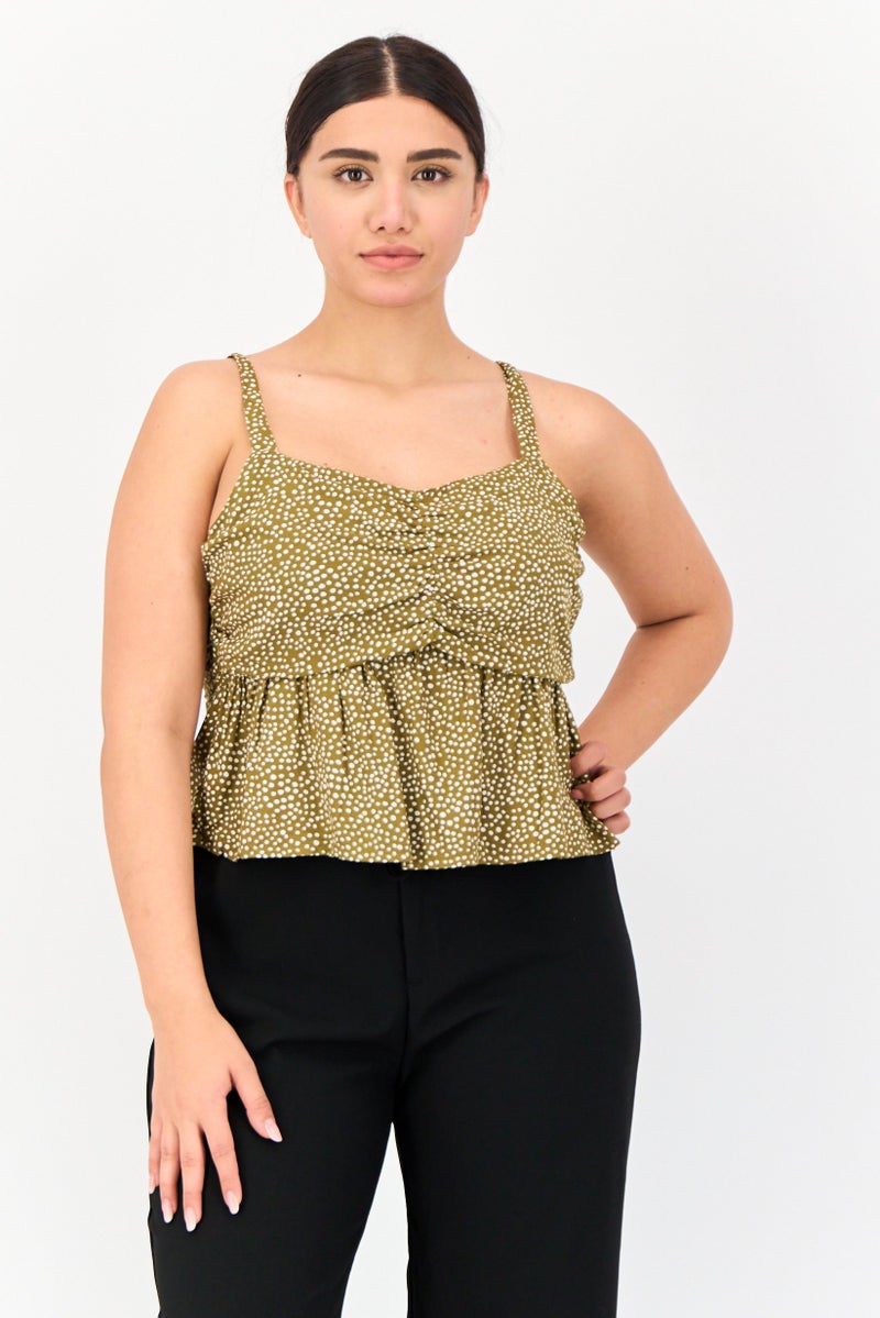 ONLY Women V-Neck Sleeveless Polka Dots Tank Top, Multicolor - Image 1