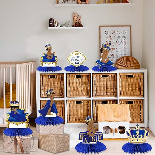 Buerhanerry 9Pcs Royal Prince Honeycomb Centerpieces Table Toppers, Little Prince Baby Shower for Table Decorations, Prince Themed Birthday Party Supplies, Wild One Birthday Party Decorations for Boys Kids - Image 5