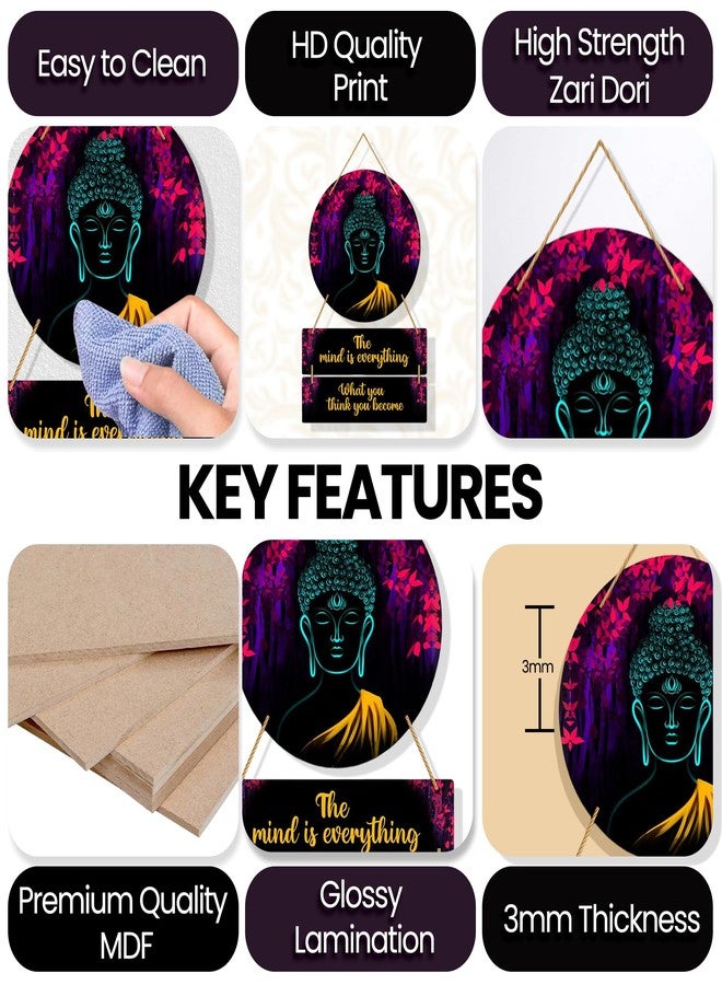 Kaameri Bazaar Buddha Painting Wooden Wall Hanging Decor | Buddha Wall Sculpture for Living Room Decoration | Home Decor Items for Wall Art & Background or Festive Decoration - Image 3