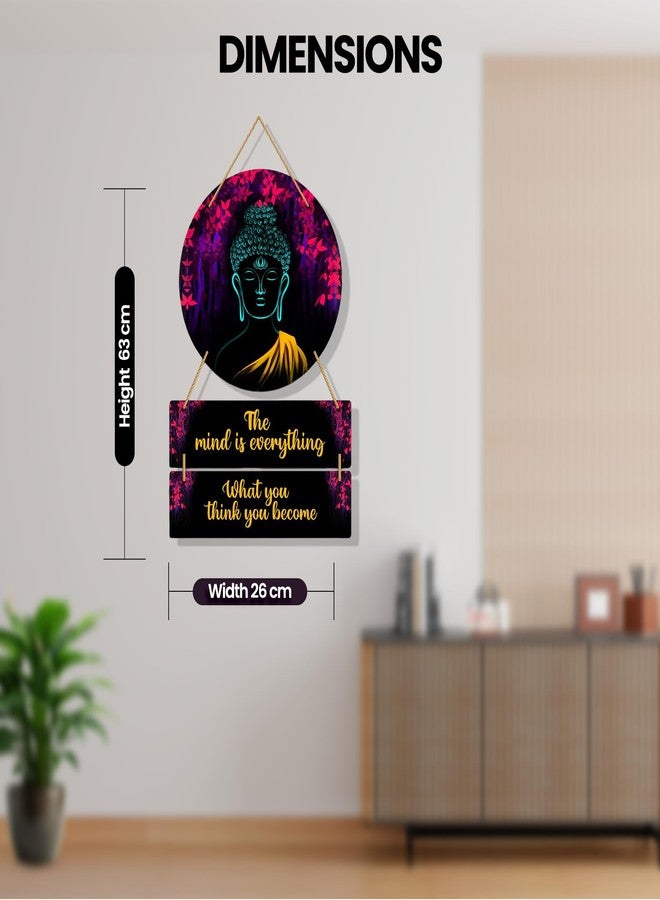 Kaameri Bazaar Buddha Painting Wooden Wall Hanging Decor | Buddha Wall Sculpture for Living Room Decoration | Home Decor Items for Wall Art & Background or Festive Decoration - Image 4