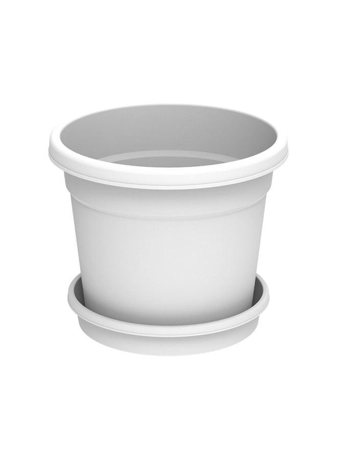 Cosmoplast وعاء زهور دائري من كوزموبلاست مع صينية مقاس 12 بوصة، أبيض  - Image 1