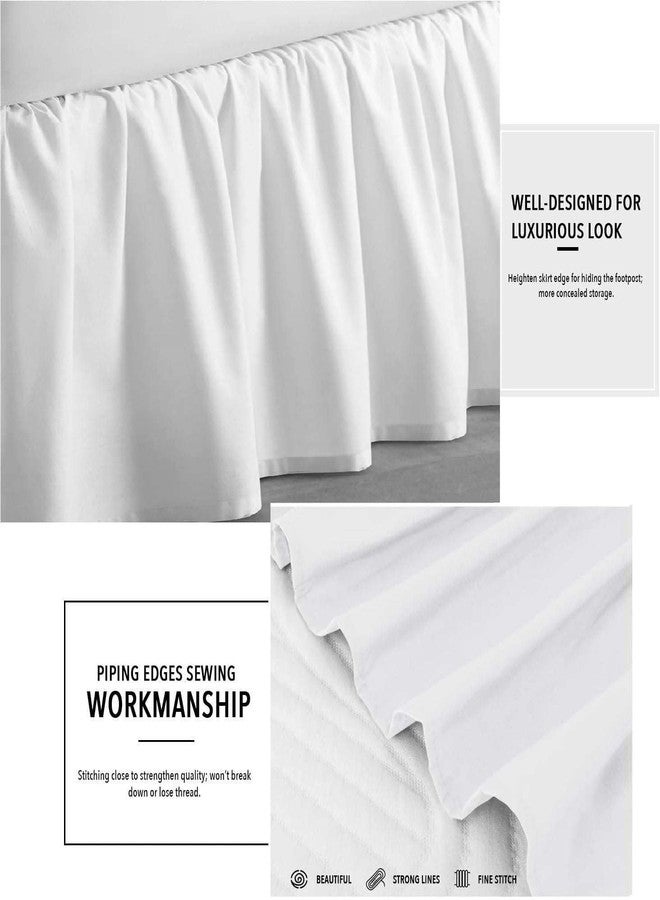 Sleepwell Ruffled Bed Skirt With Split Corners - 16 Inch Drop Poly Cotton/Microfiber Bedskirt With Platform Three Sided Coverage - Queen, White - Image 3
