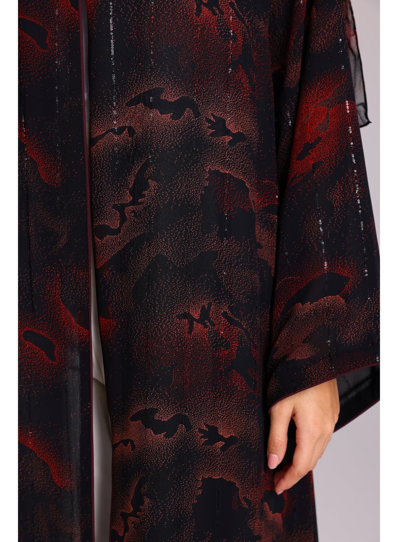 اكسا عباية نقوش ظلال انيقة احمر - Image 5