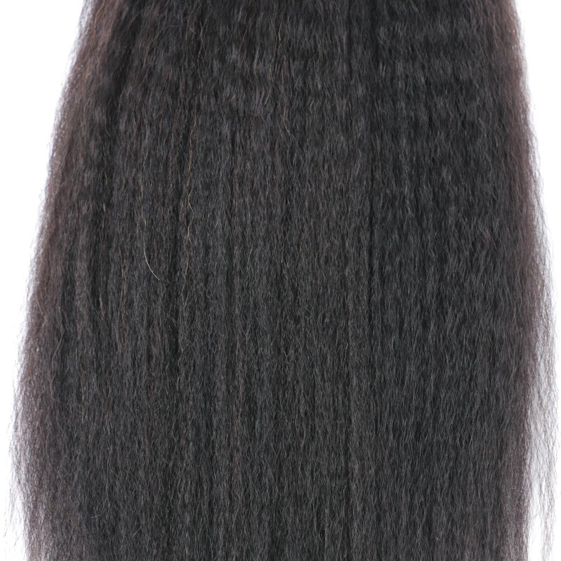 DAIMER Yaki Straight Human Hair Bundles Hair Weave Brazilian Kinky Straight Hair Bundles sew in Real Unprocessed Virgin Hair Weft Relaxed Hair Extensions 18 Inch - Image 5