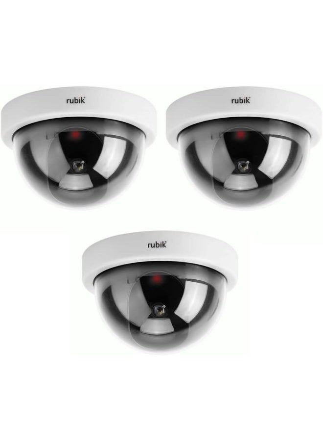 روبيك Rubik 3pc Dummy Cctv Dome Camera With Led Light Fake Surveillance Simulation Camera Security Indoor Dome Camera With Led Light