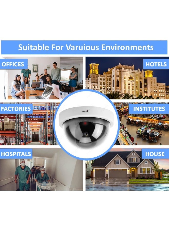 Rubik 3pc Dummy CCTV Dome Camera with Red LED Light, Fake Surveillance Simulation Camera Security Indoor Dome Camera with LED Light (White)  - Image 3