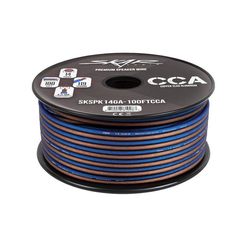 SKAR AUDIO 14 Gauge AWG Audio Speaker Wire - 100 Feet (Blue/Brown) - Image 3