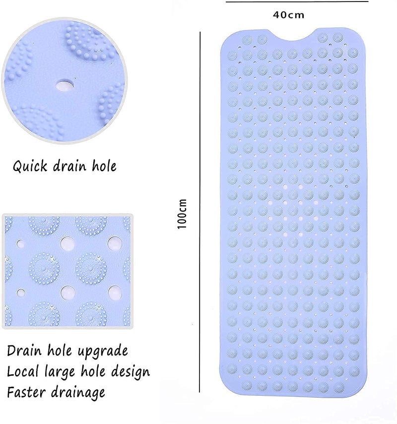 RIVOM Bathroom Mat Anti Slip Bathroom Floor Mat Bathroom Floor Big Size with Suction Cup Bathroom Floor Mat Mold Resistant Silicone Rubber Bath Mat for Bathtub and Shower 100 x 40 cm - Image 2