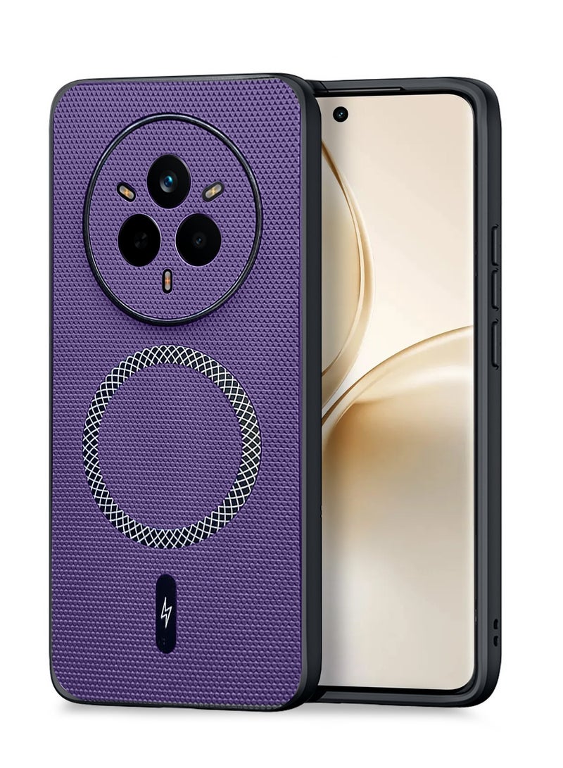 Wtech Realme 14 Pro / Realme 14 Pro Plus 5G 2025 Support Wireless Charging Magnetic Cover Texture PU Leather  Phone Case Cover  (MCMPMN) - Eggplant Purple - Image 1