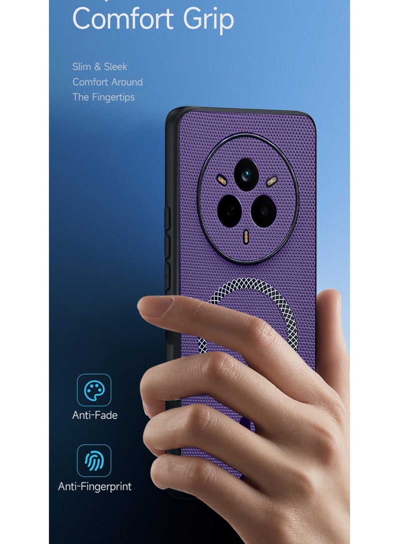 Wtech Realme 14 Pro / Realme 14 Pro Plus 5G 2025 Support Wireless Charging Magnetic Cover Texture PU Leather  Phone Case Cover  (MCMPMN) - Eggplant Purple - Image 4