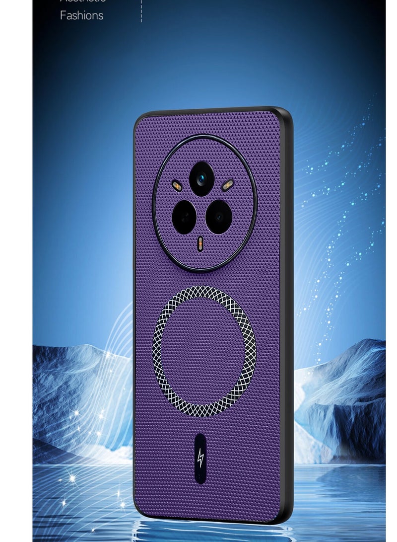 Wtech Realme 14 Pro / Realme 14 Pro Plus 5G 2025 Support Wireless Charging Magnetic Cover Texture PU Leather  Phone Case Cover  (MCMPMN) - Eggplant Purple - Image 2