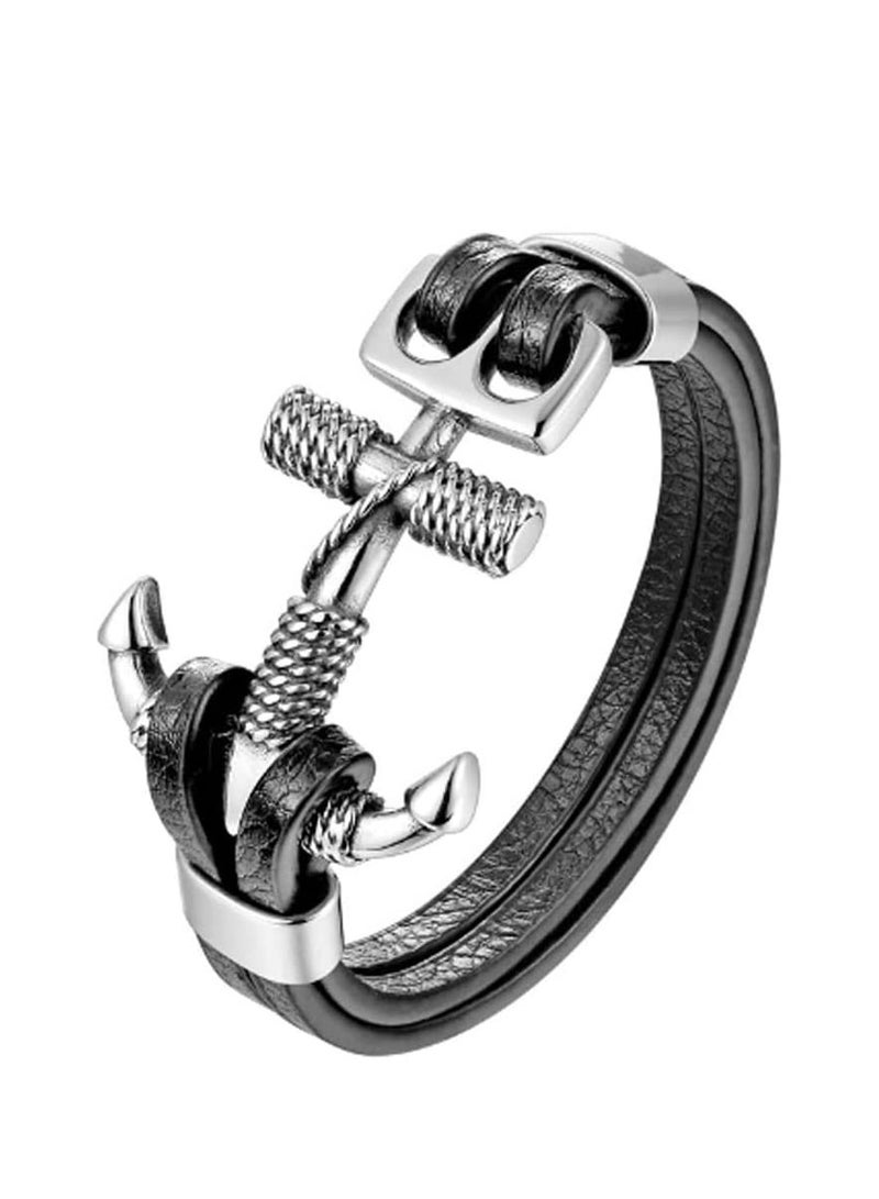 Barakah Unisex Handmade Bracelet, Multilayer Vintage Anchor Cuff Bracelet Cuff Wrap Rope Wristband Friendship Bracelet for Men & Women Jewelry - Image 1