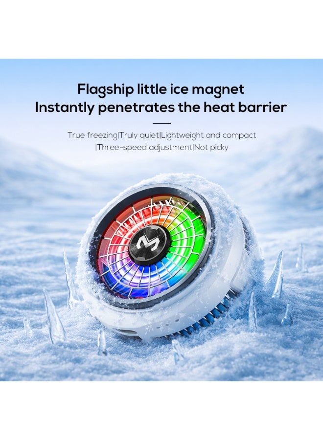 Memo Mobile Phone Cooler for Game Fan PUBG, Designed iPhone 12/13 Series, Live Streaming and Vlog, Semiconductor Heatsink Without Noise iOS Android, ipad Tablet White - Image 2