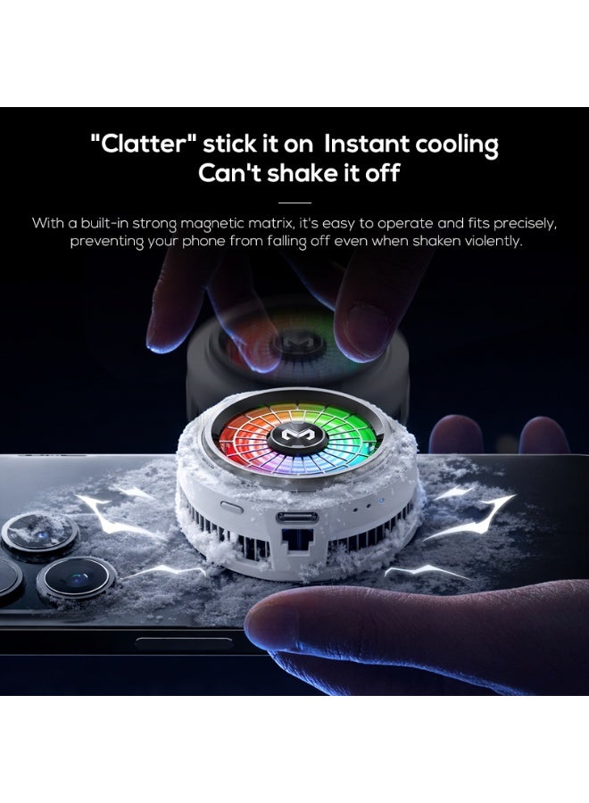 Memo Mobile Phone Cooler for Game Fan PUBG, Designed iPhone 12/13 Series, Live Streaming and Vlog, Semiconductor Heatsink Without Noise iOS Android, ipad Tablet White - Image 4