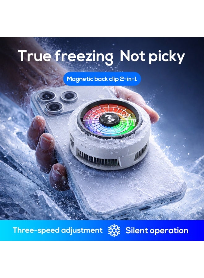 Memo Mobile Phone Cooler for Game Fan PUBG, Designed iPhone 12/13 Series, Live Streaming and Vlog, Semiconductor Heatsink Without Noise iOS Android, ipad Tablet White - Image 1