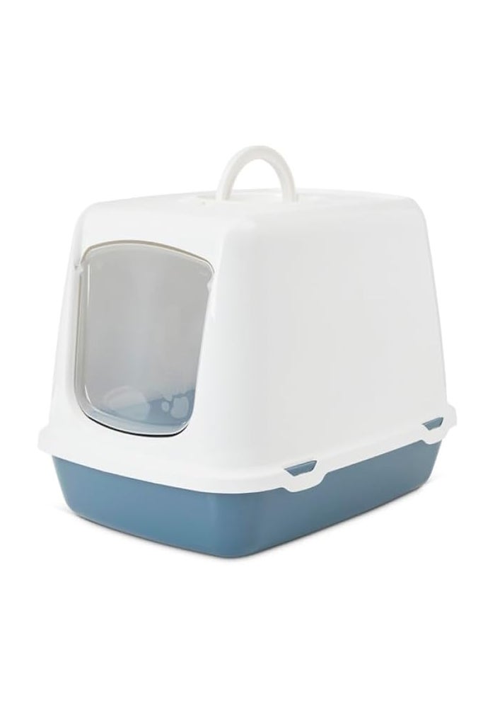 Savic Oscar Covered Cat Litter Box - Blue - Image 1