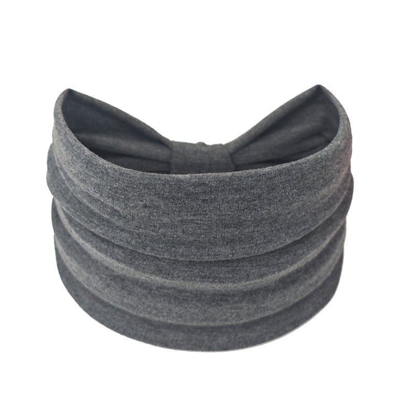 Summer Fashion Solid Color Knotted Elastic Wide Headband Tm01-24 dark gray