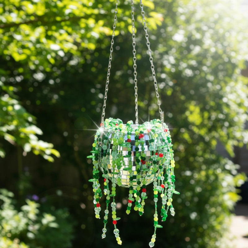 Potchen 1260 Pcs DIY Beaded and Planter Set, Glass Beaded Plant Making Kit with Hanging Rope Green Nature Series Colorful Crystal Leaf Jewelry Beads for Planer Crafts (Disco) - Image 3