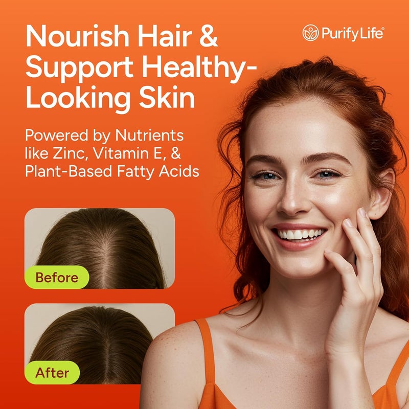 Purify Life جواهر زيت بذور اليقطين الخالية من السكر 4000 ملغ لكل حصة لزيت بذور اليقطين لنمو الشعر والبشرة الشابة وصحة البروستاتا والدعم المناعي ودعم المسالك البولية مصدر طبيعي للأحماض الدهنية الأساسية 60 مضغّة - Image 3