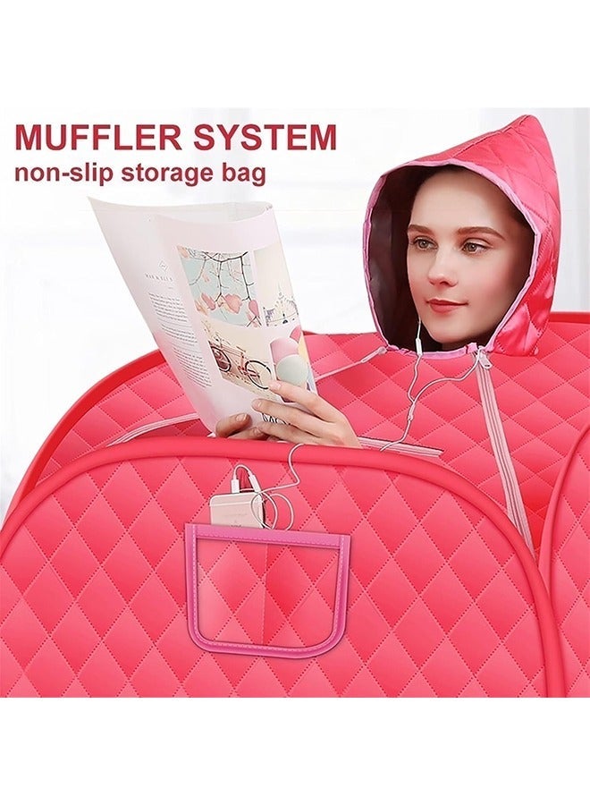 عربست الساونا البخارية المحمولة with1000W & 2L Steamer ، تعديل 3 مستويات ، التدفئة السريعة ، ساونا شخص واحد لفقدان الوزن ، إزالة السموم ، بيلاتس ، الاسترخاء في المنزل الساونا العلاجية الشخصية ، الأحمر - Image 3