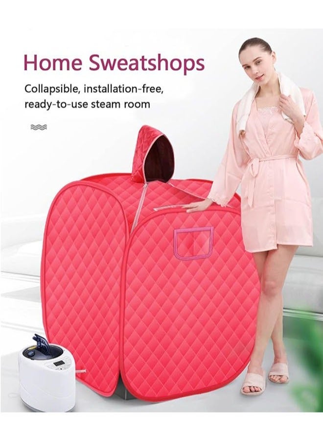 عربست الساونا البخارية المحمولة with1000W & 2L Steamer ، تعديل 3 مستويات ، التدفئة السريعة ، ساونا شخص واحد لفقدان الوزن ، إزالة السموم ، بيلاتس ، الاسترخاء في المنزل الساونا العلاجية الشخصية ، الأحمر - Image 2